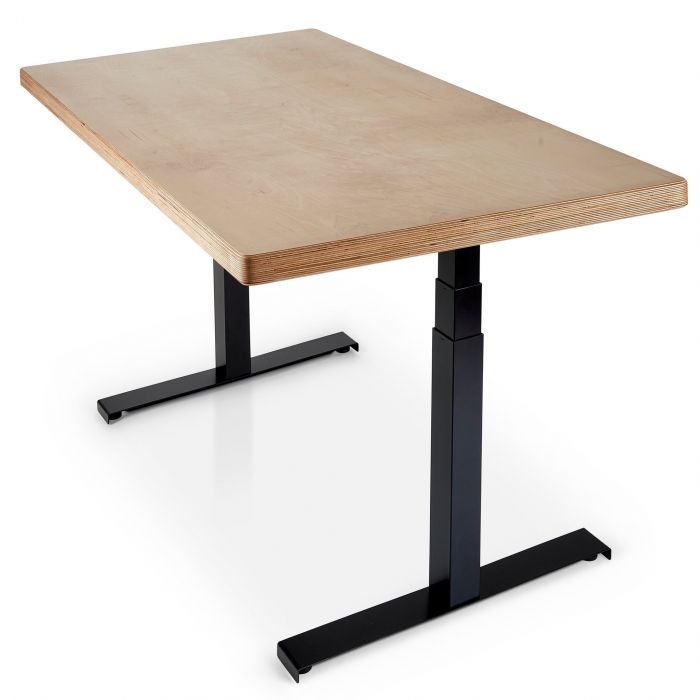 Sisu Birch Plywood Standing Desk with black adjustable Skyflo frame