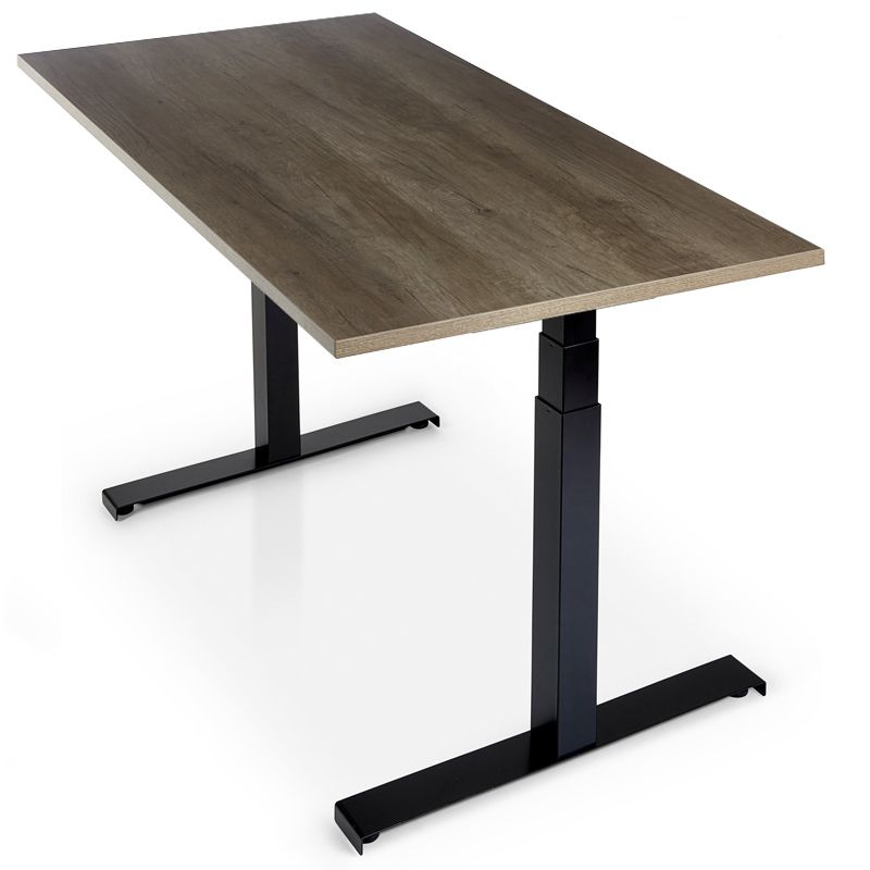 Fika Grey Oak Standing Desk black frame