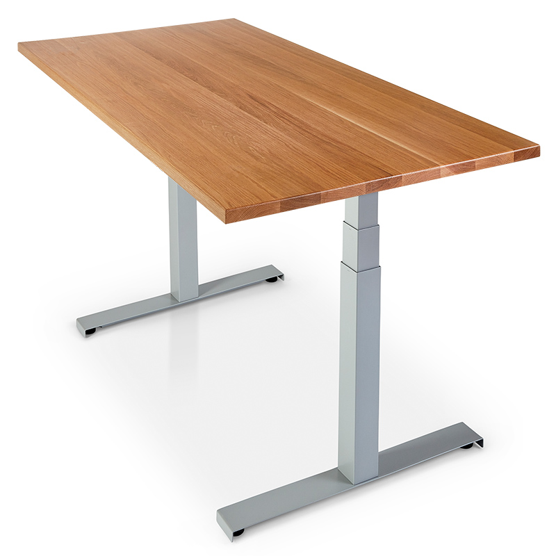 Sisu Oak Standing Desk with grey Skyflo frame