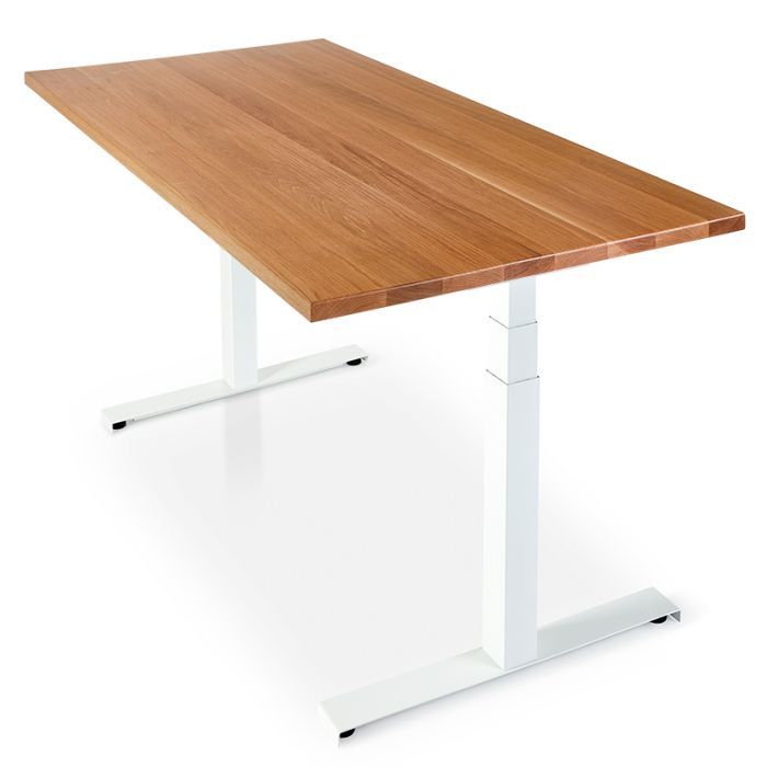 Sisu Oak Standing Desk with white Skyflo frame