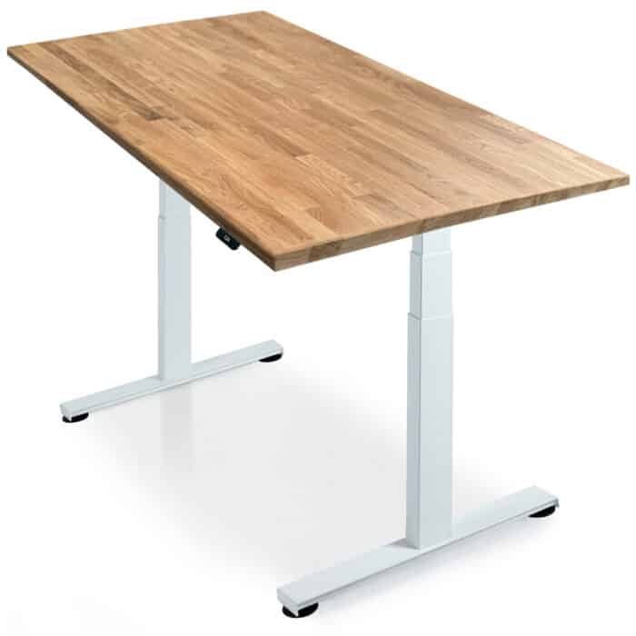 Sisu Oak Butcher Block Standing Desk White Frame